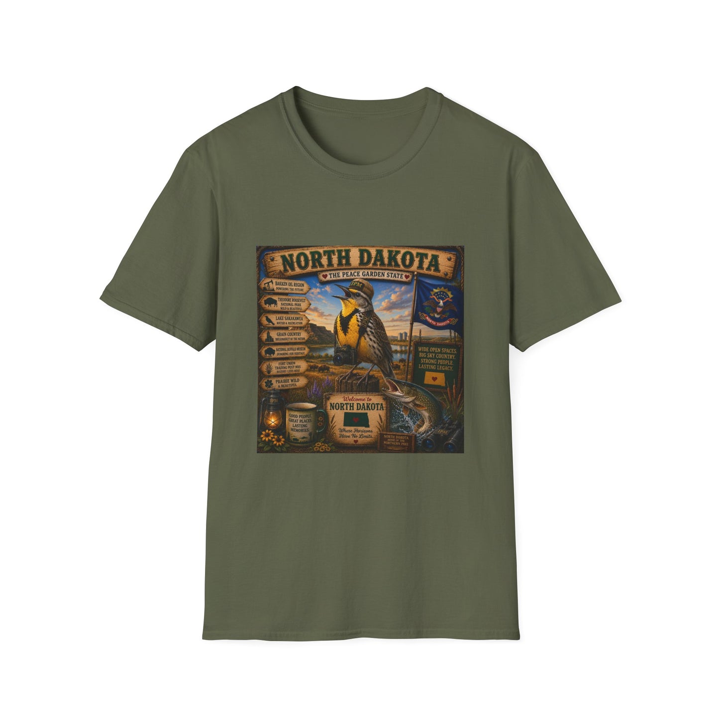 North Dakota State Pride T‑Shirt — "North Dakota: The Peace Garden State" Vintage Travel Design