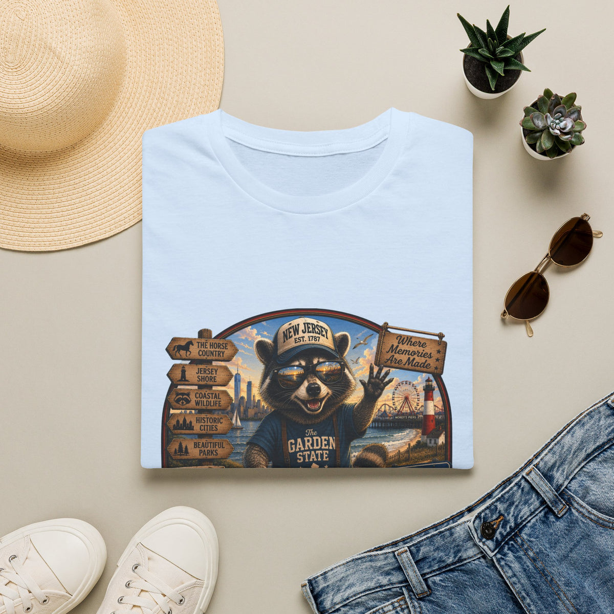 New Jersey Raccoon "Garden State" T-Shirt — Retro State Pride Tee