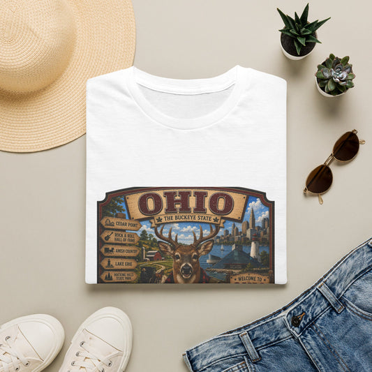 Ohio State Vintage Deer T-Shirt — Buckeye State Travel Graphic Tee