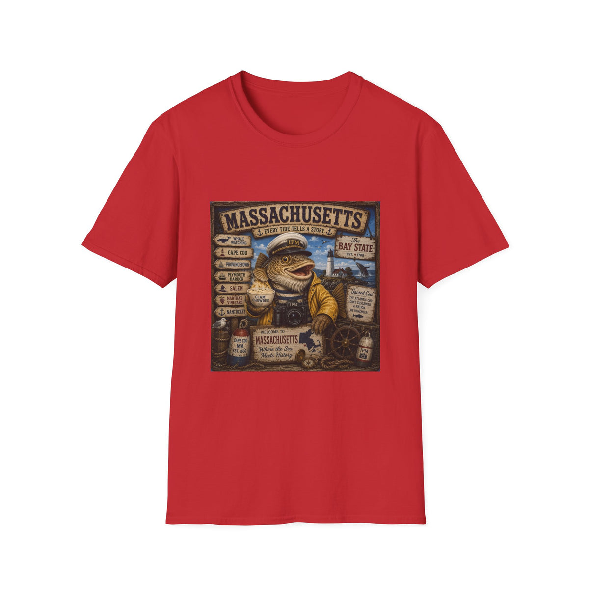 Massachusetts Fisherman T-Shirt – Vintage Cape Cod & Bay State Nautical Tee