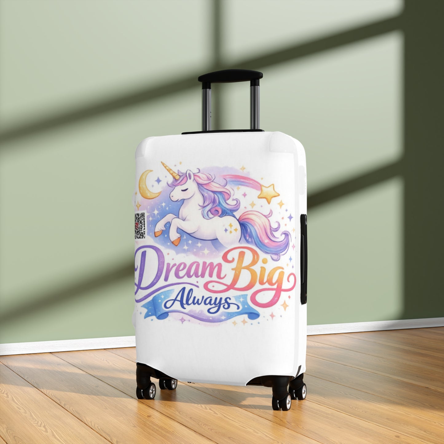 Unicorn Luggage Cover — 'Dream Big Always' Travel Protector