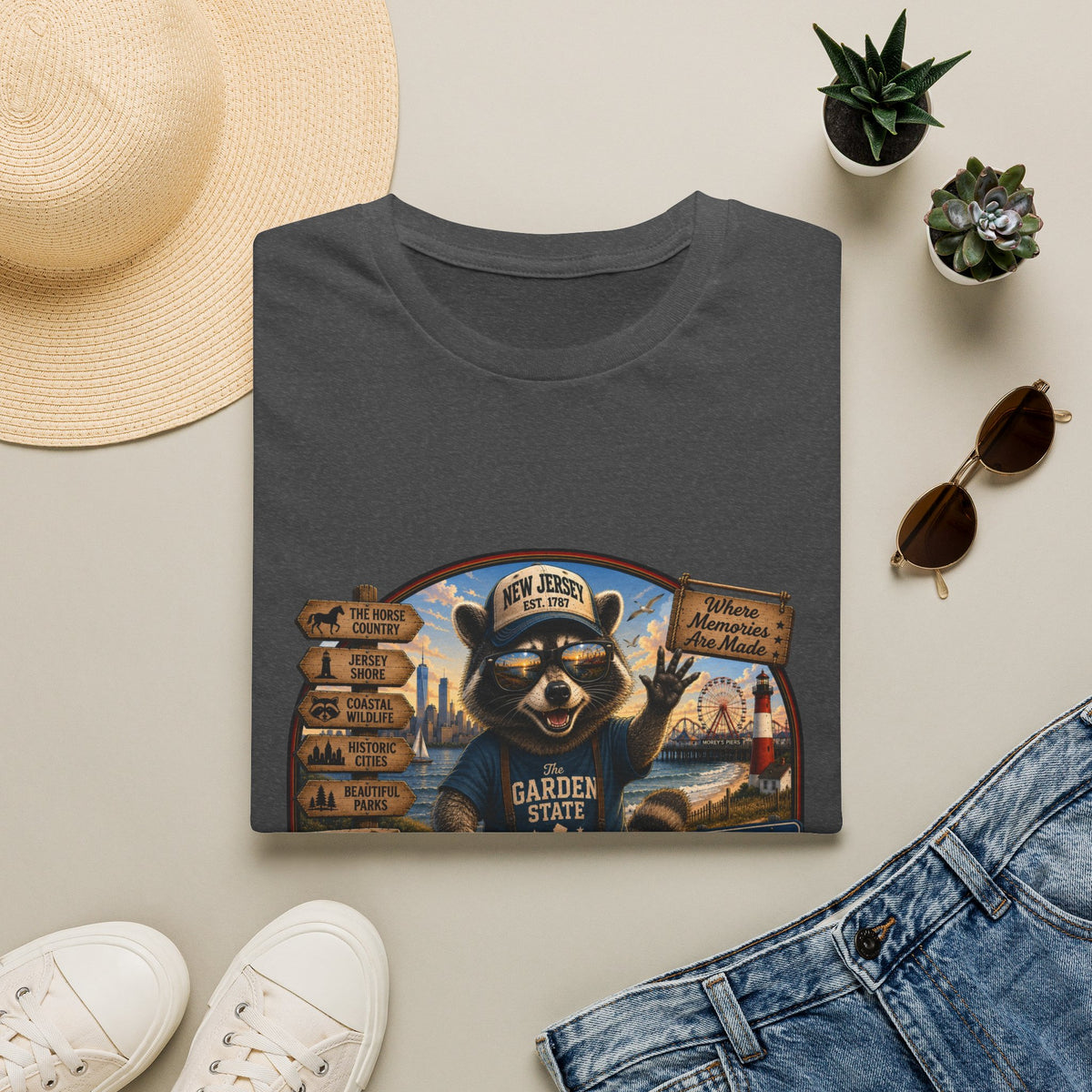 New Jersey Raccoon "Garden State" T-Shirt — Retro State Pride Tee