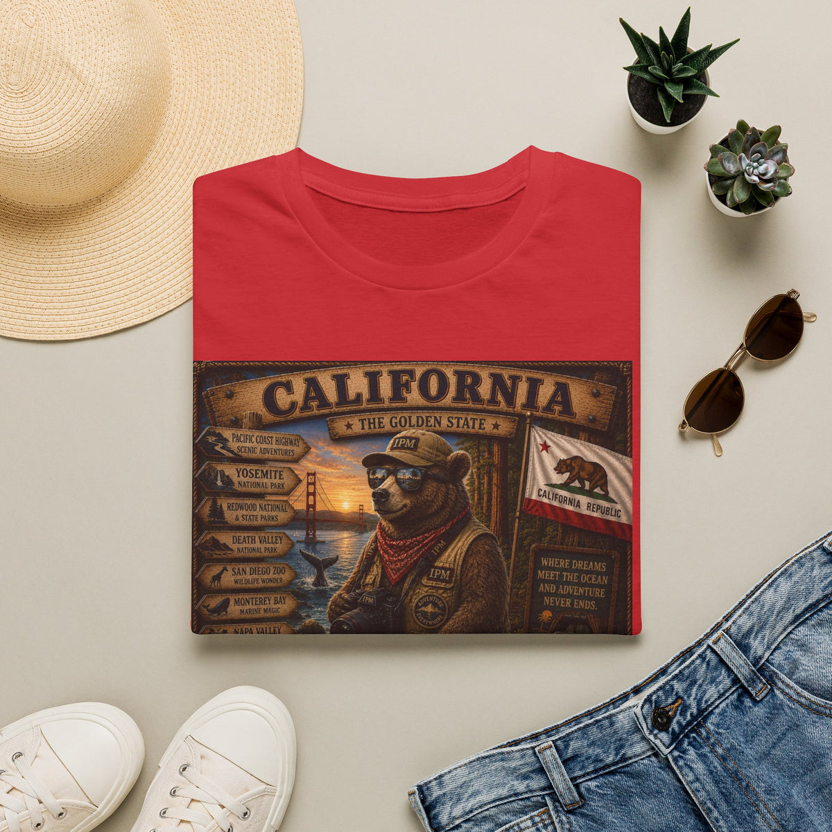 California Golden State Vintage Bear Graphic T-Shirt