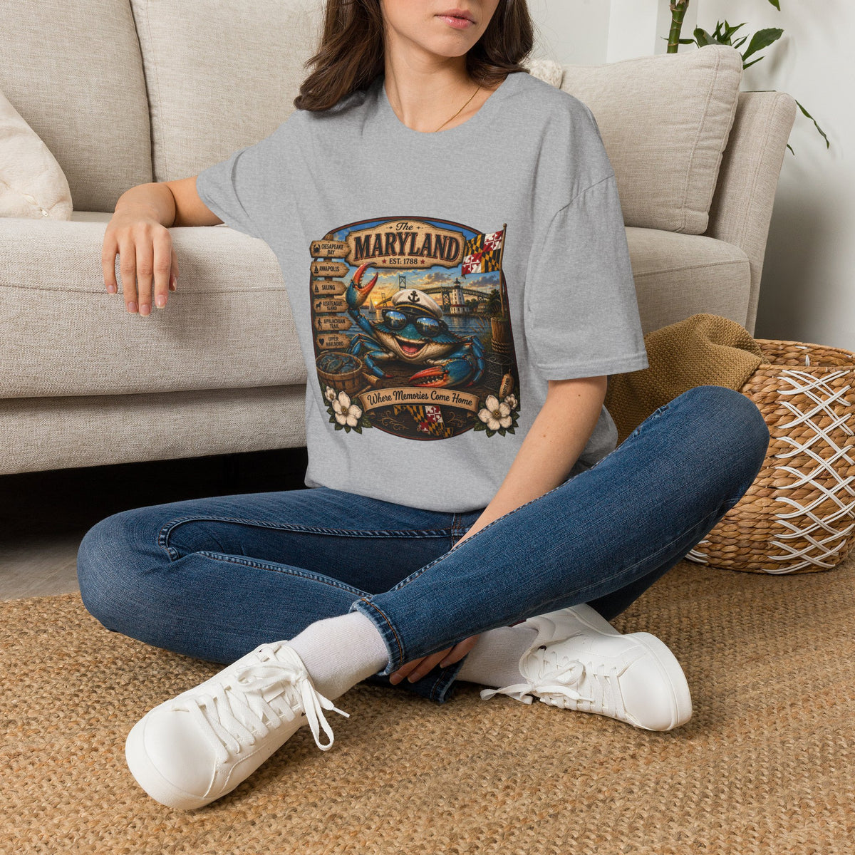 Maryland Vintage Crab T-Shirt – Chesapeake Bay Coastal Travel Tee