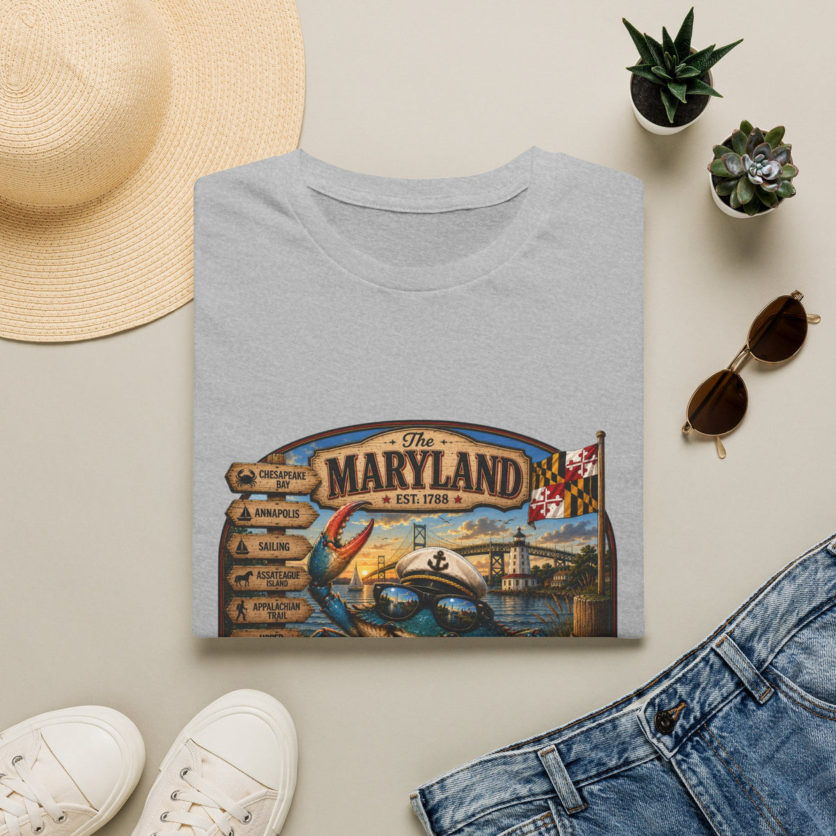Maryland Vintage Crab T-Shirt – Chesapeake Bay Coastal Travel Tee
