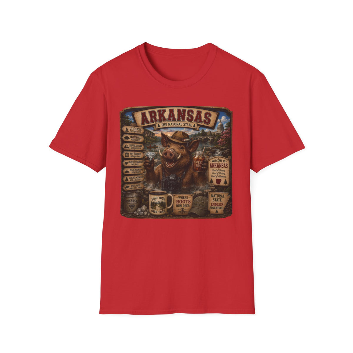 Arkansas Vintage Boar T-Shirt — State Travel Sign Souvenir