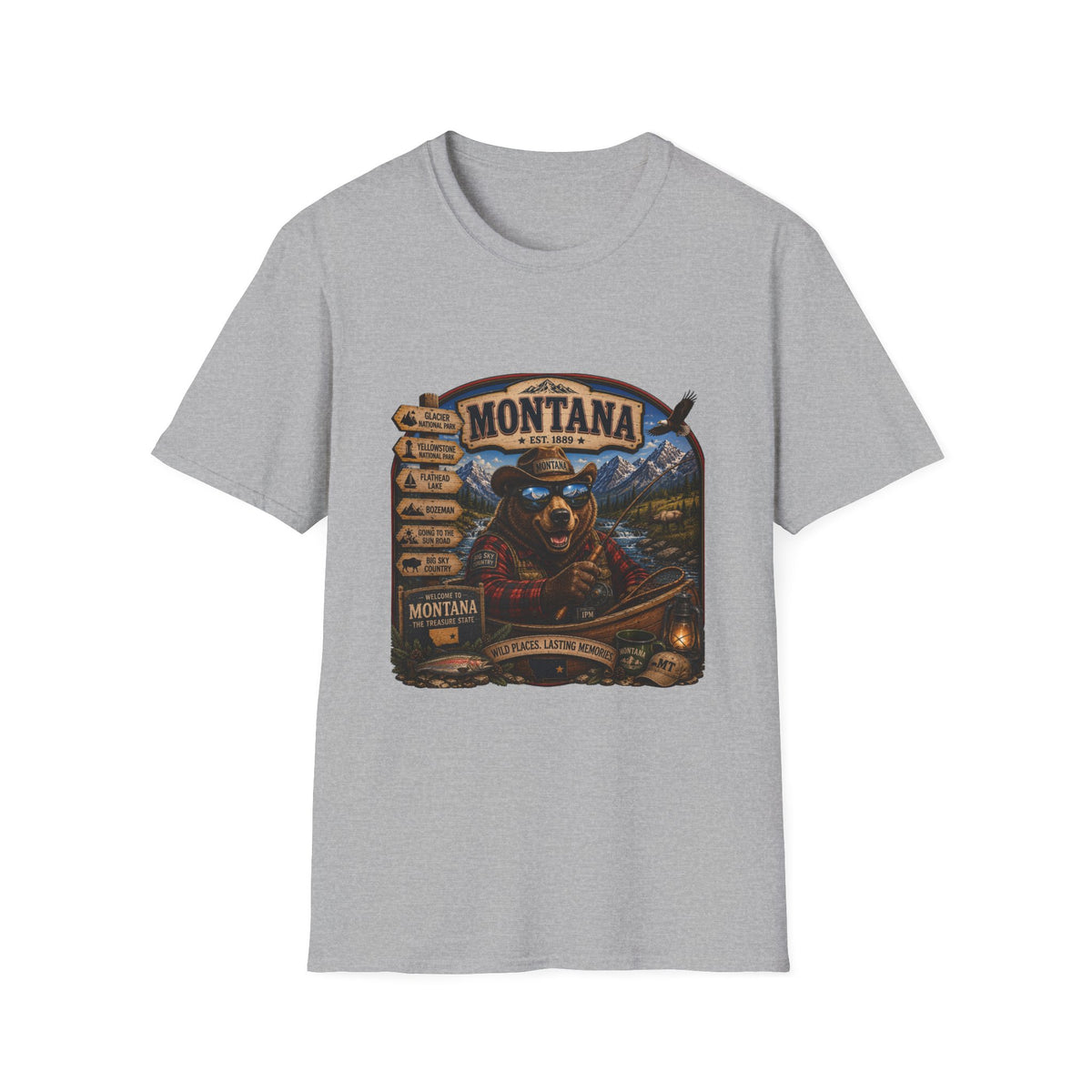 Montana Bear Graphic T-Shirt — Vintage Outdoor Scenic Tee