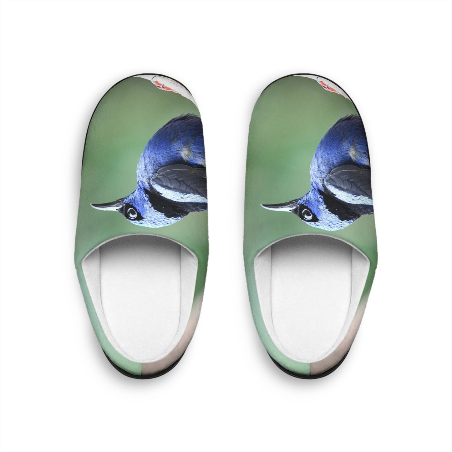 Blue Wren Indoor Slippers — Cozy Women's Bird Print House Shoes