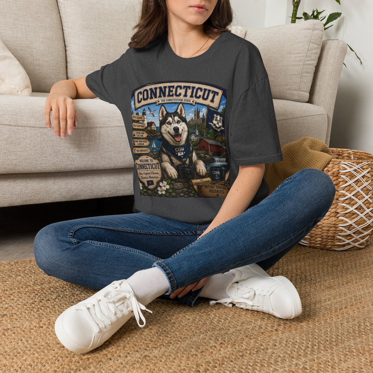 Connecticut Husky State T-Shirt — Vintage Connecticut Scenic Tee