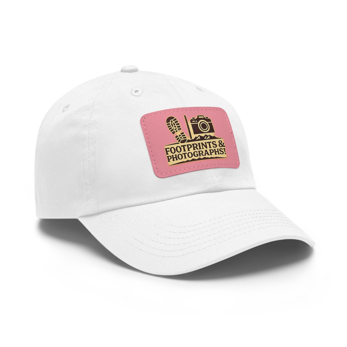 Leather Patch Dad Hat — "Footprints & Photographs" Outdoor Photographer Cap