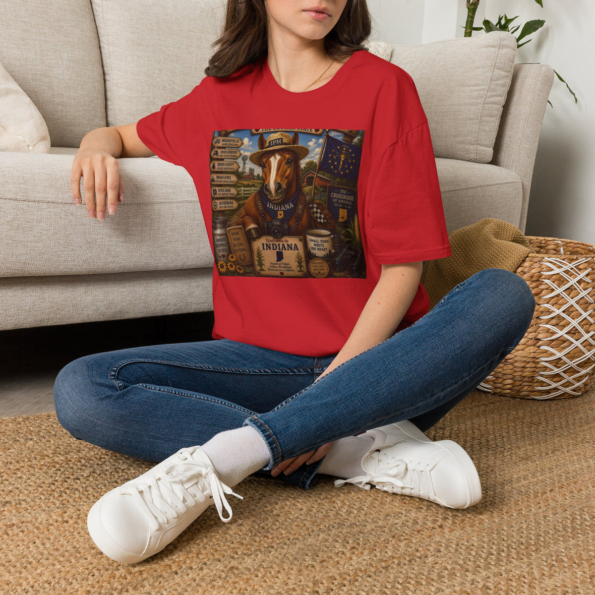 Indiana Scout Dog T-Shirt — Vintage State Travel Poster Design