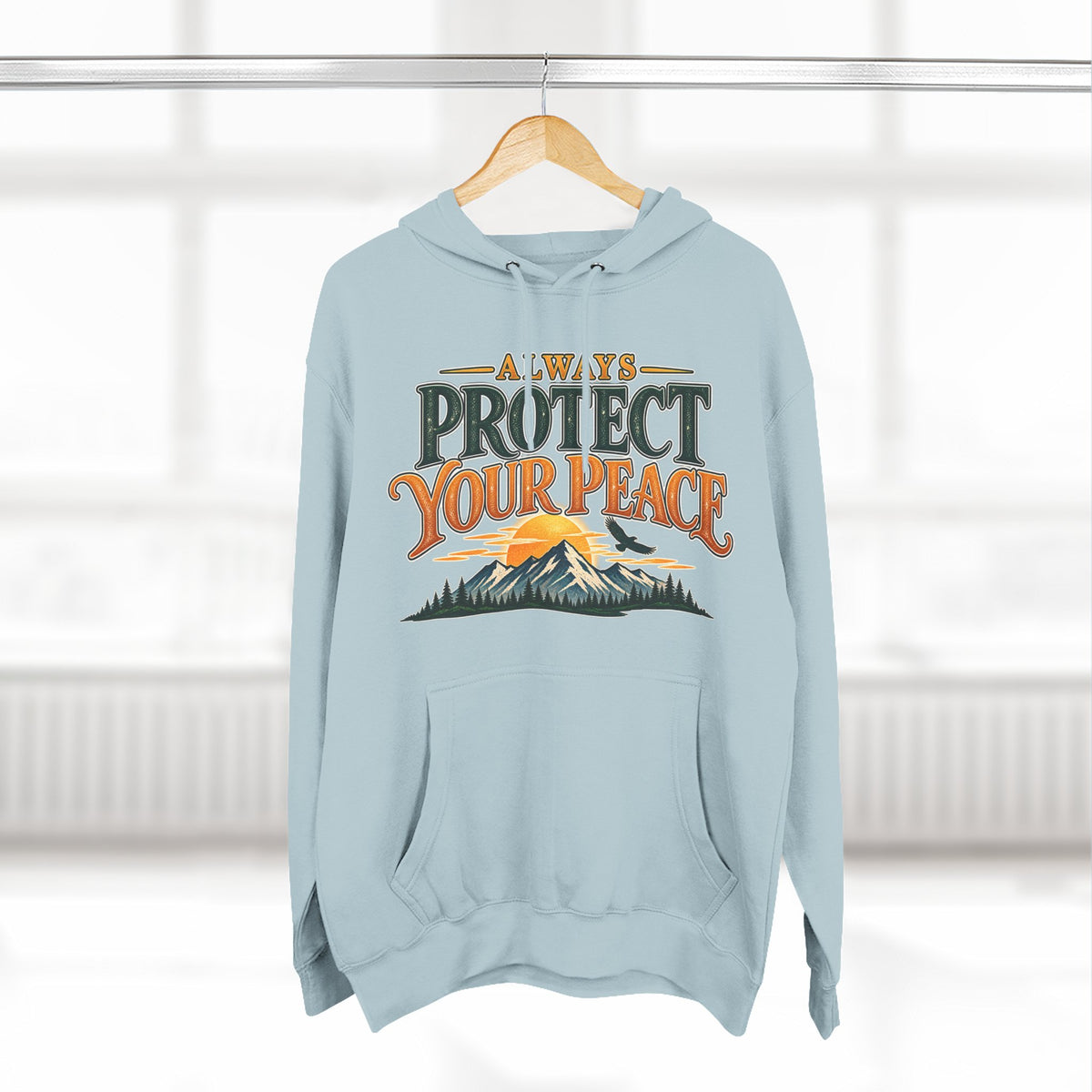 Hoodie - "Always Protect Your Peace" Mountain Graphic Fleece Hoodie