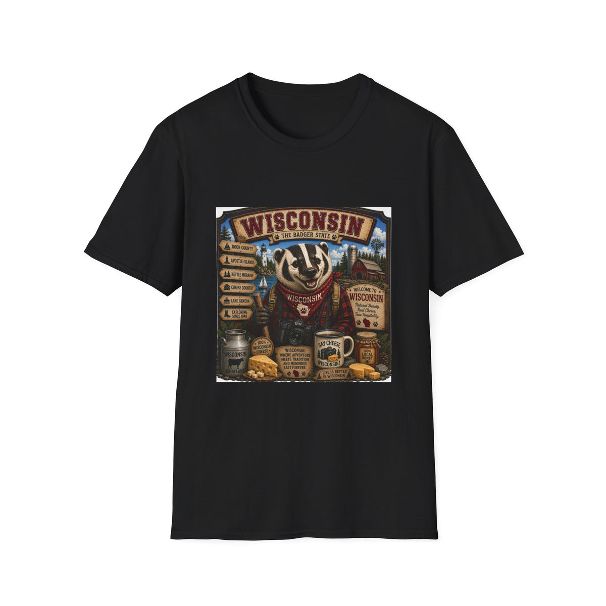 Wisconsin Badger Retro Travel T-Shirt — Vintage State Pride Tee