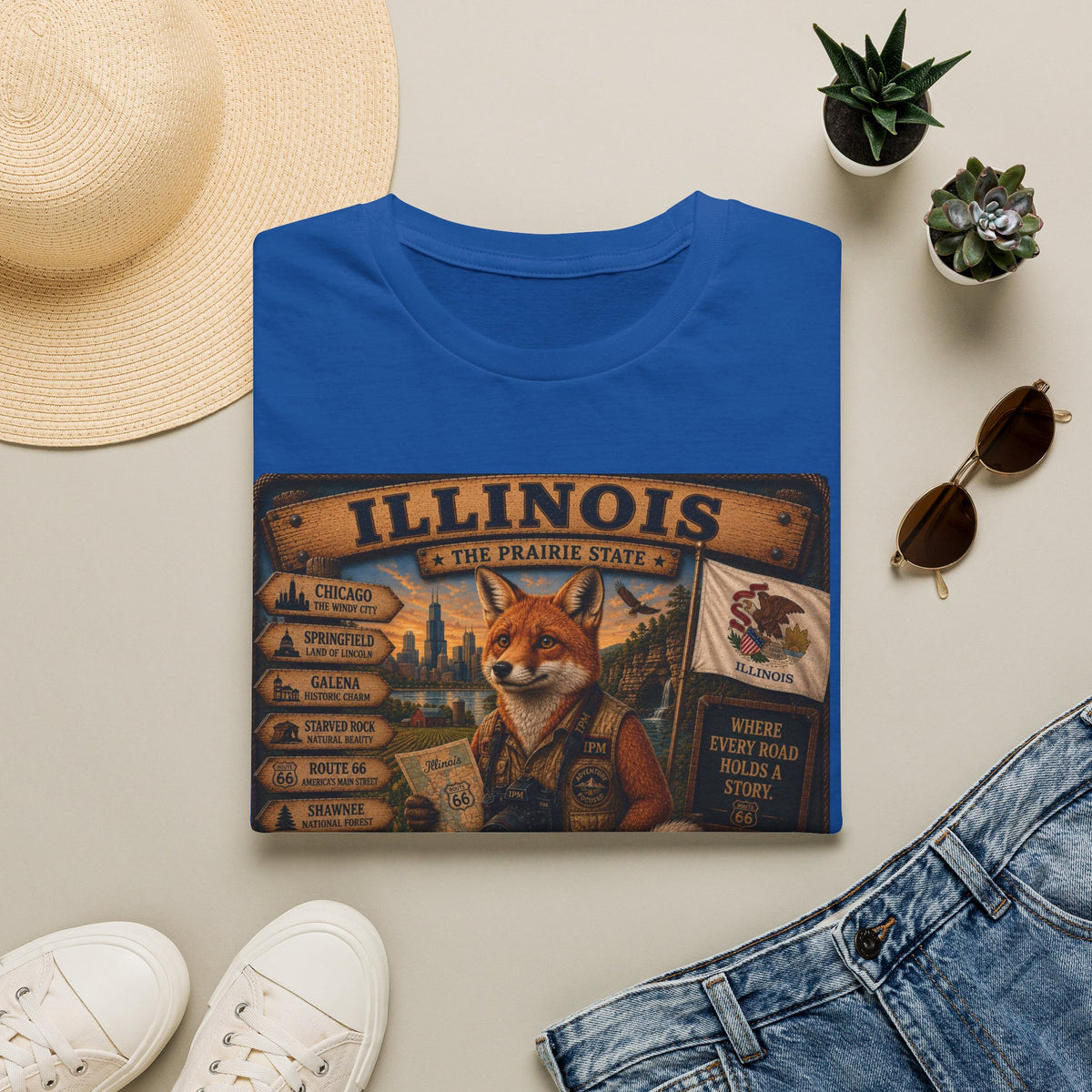 Illinois Vintage Fox Tee — The Prairie State Travel Souvenir T-Shirt