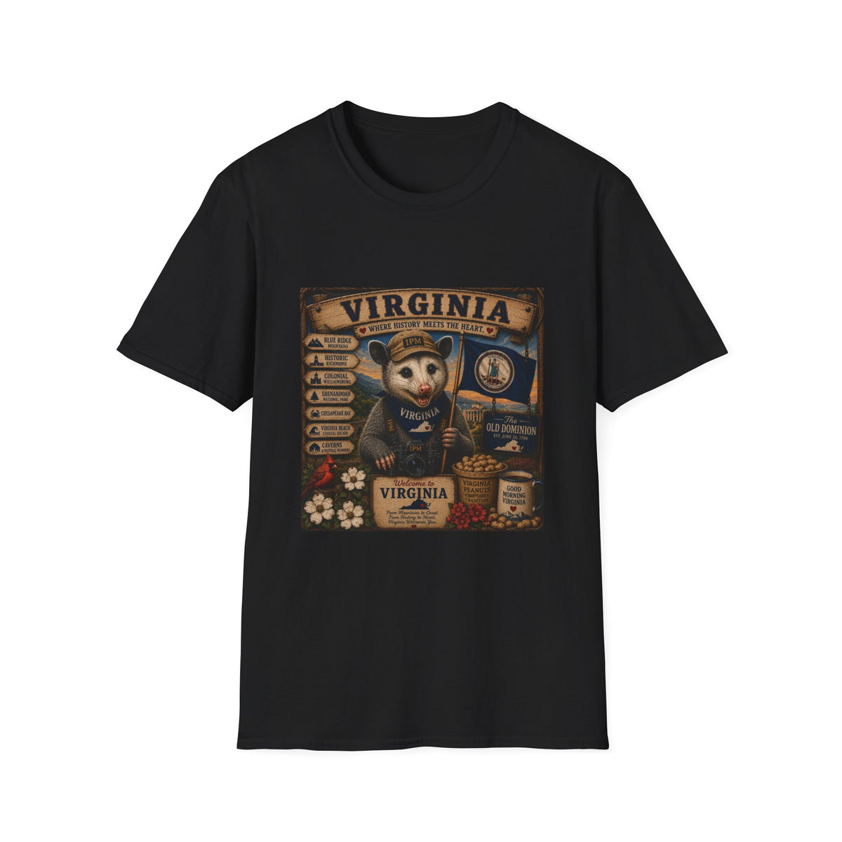 Virginia State Vintage Puppy T‑Shirt — Retro Travel Badge Design