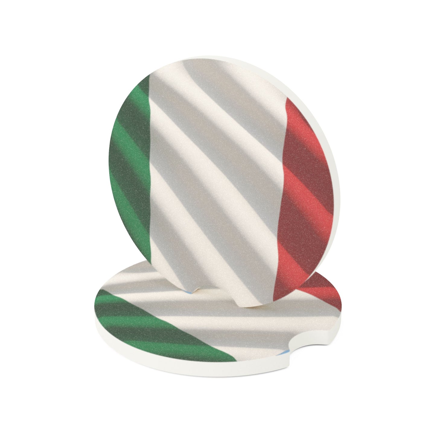 Italian Flag Soapstone Car Coaster — Round Cup Holder Protector