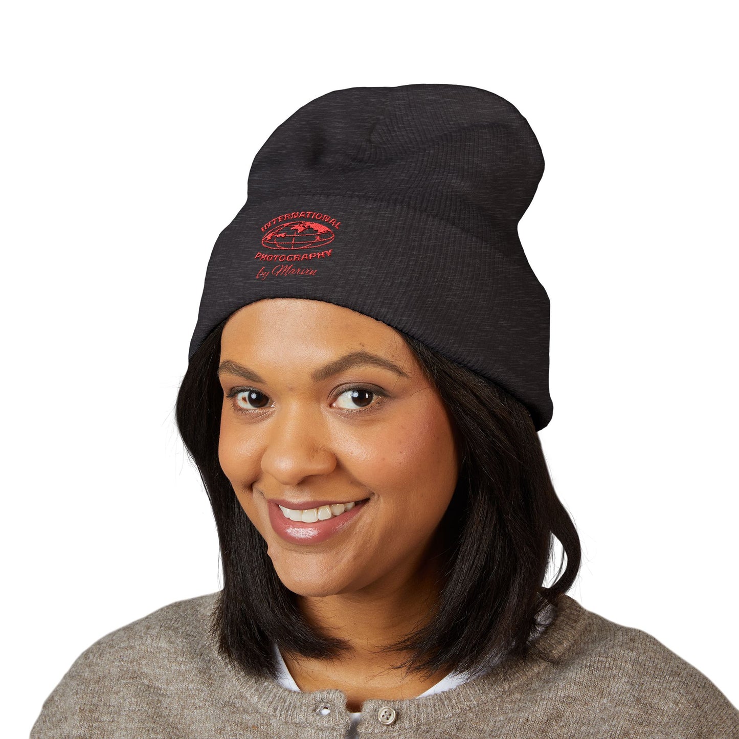 Classic Embroidered Beanie - Cozy Winter Hat, Photography Gift, Trendy Knit Cap, Casual Streetwear, Unisex Apparel, Winter Accessory