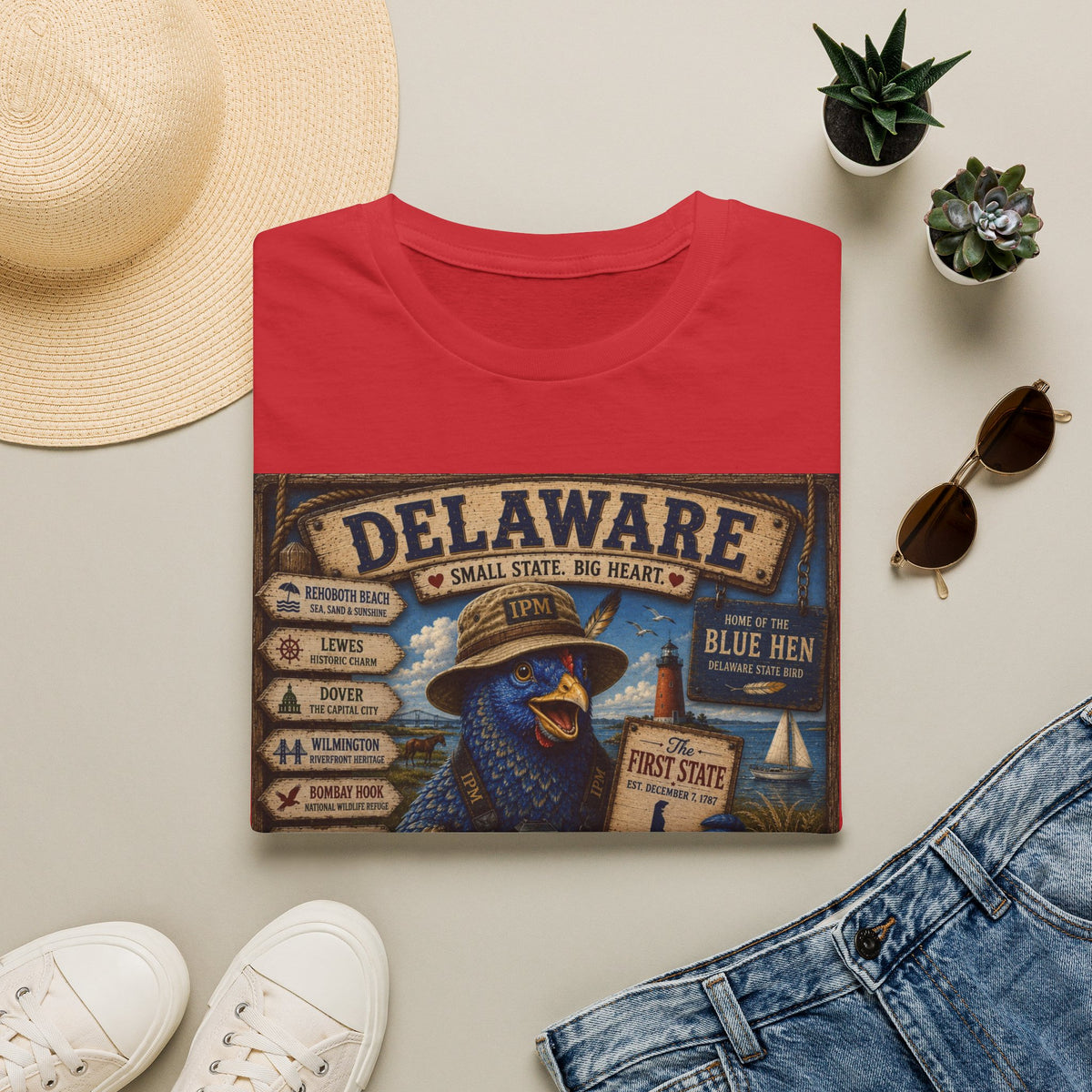 Delaware Blue Hen Vintage State Pride T-Shirt