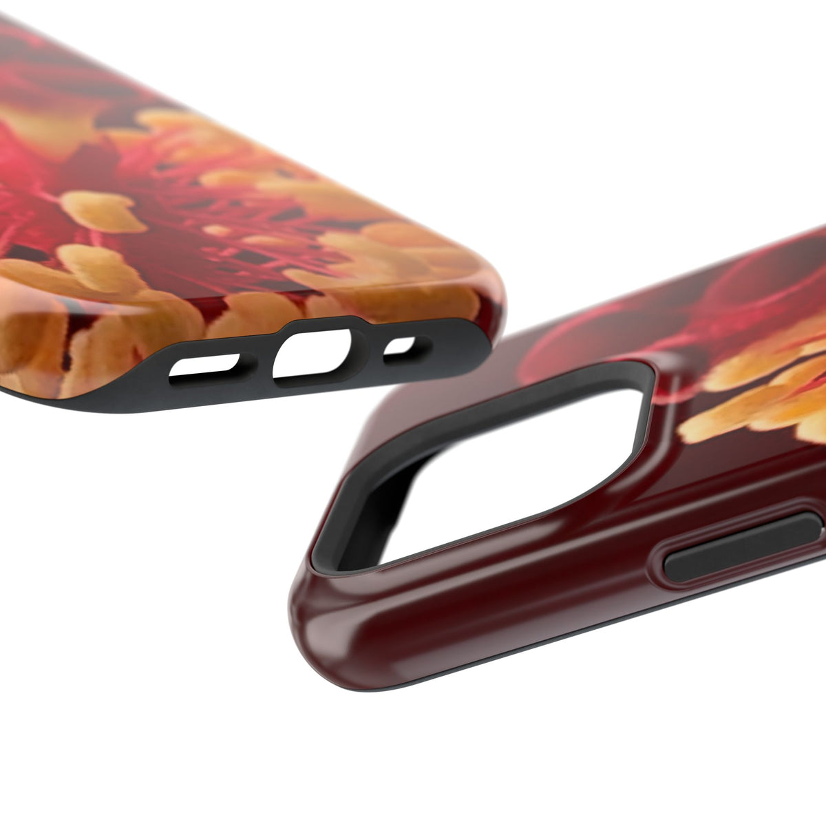 Floral Macro Phone Case — Red & Yellow Pollen Design (Magnetic Impact-Resistant)