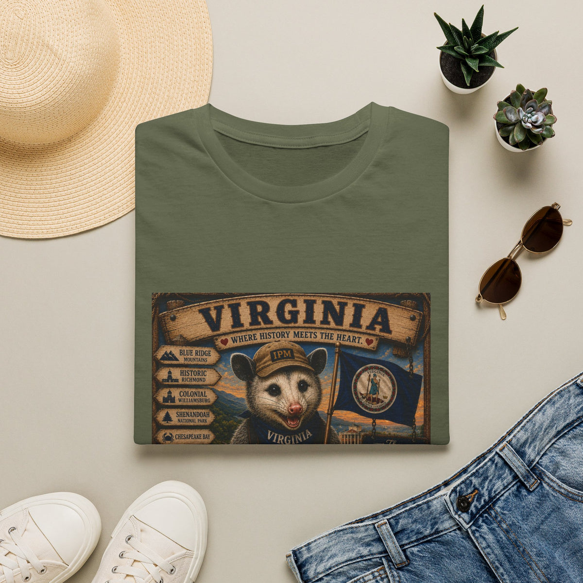 Virginia State Vintage Puppy T‑Shirt — Retro Travel Badge Design
