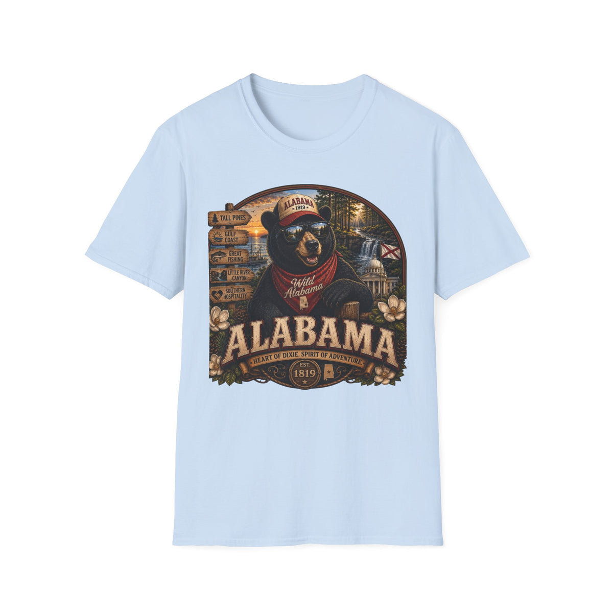 Alabama Bear Graphic T-Shirt — Vintage State Pride Tee