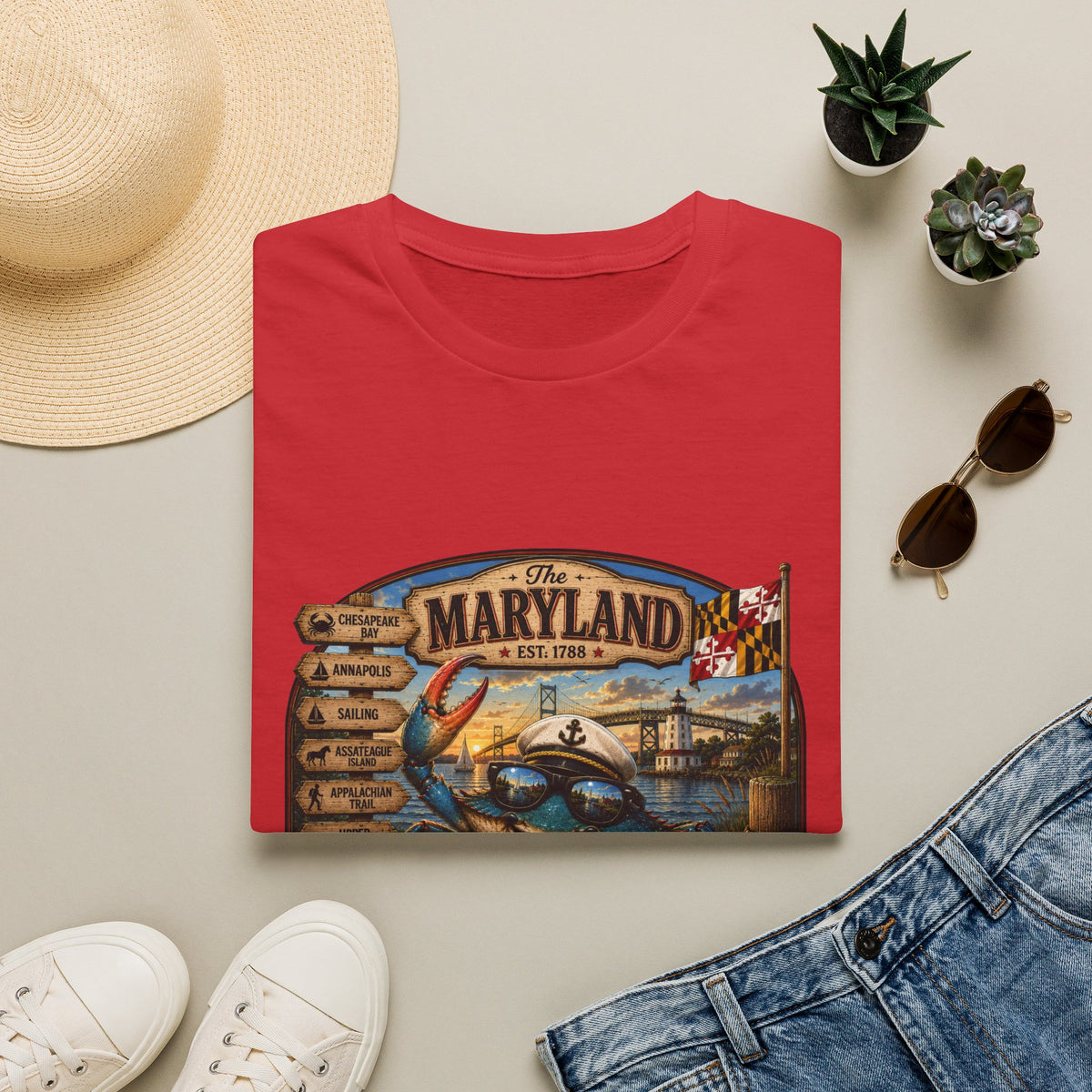 Maryland Vintage Crab T-Shirt – Chesapeake Bay Coastal Travel Tee