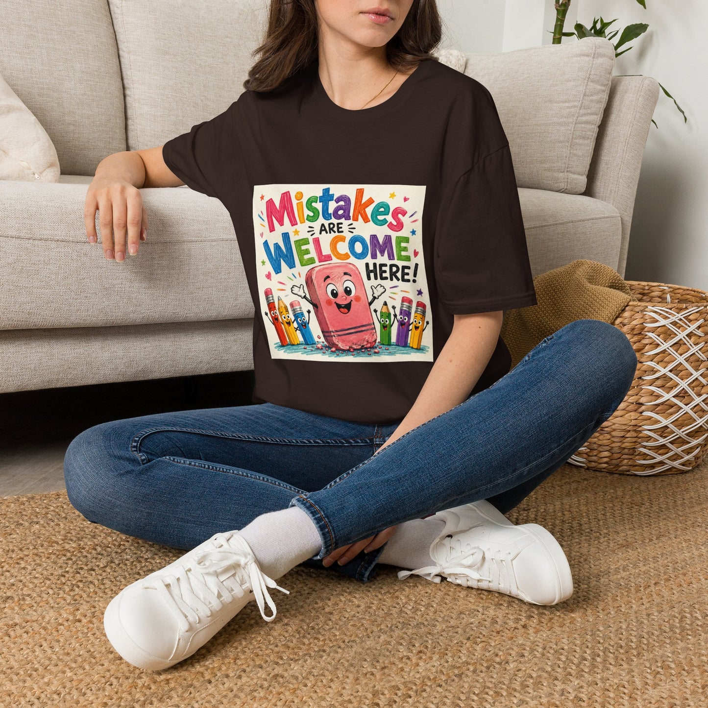 Kids' T-Shirt — "Mistakes Are Welcome Here" Positive Classroom Tee