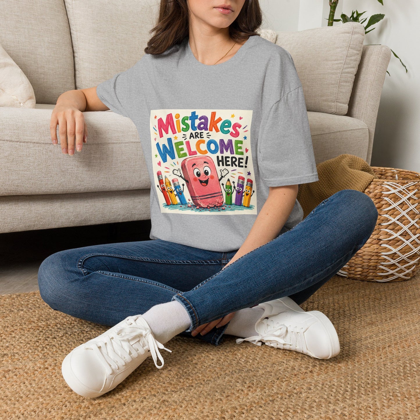 Kids' T-Shirt — "Mistakes Are Welcome Here" Positive Classroom Tee