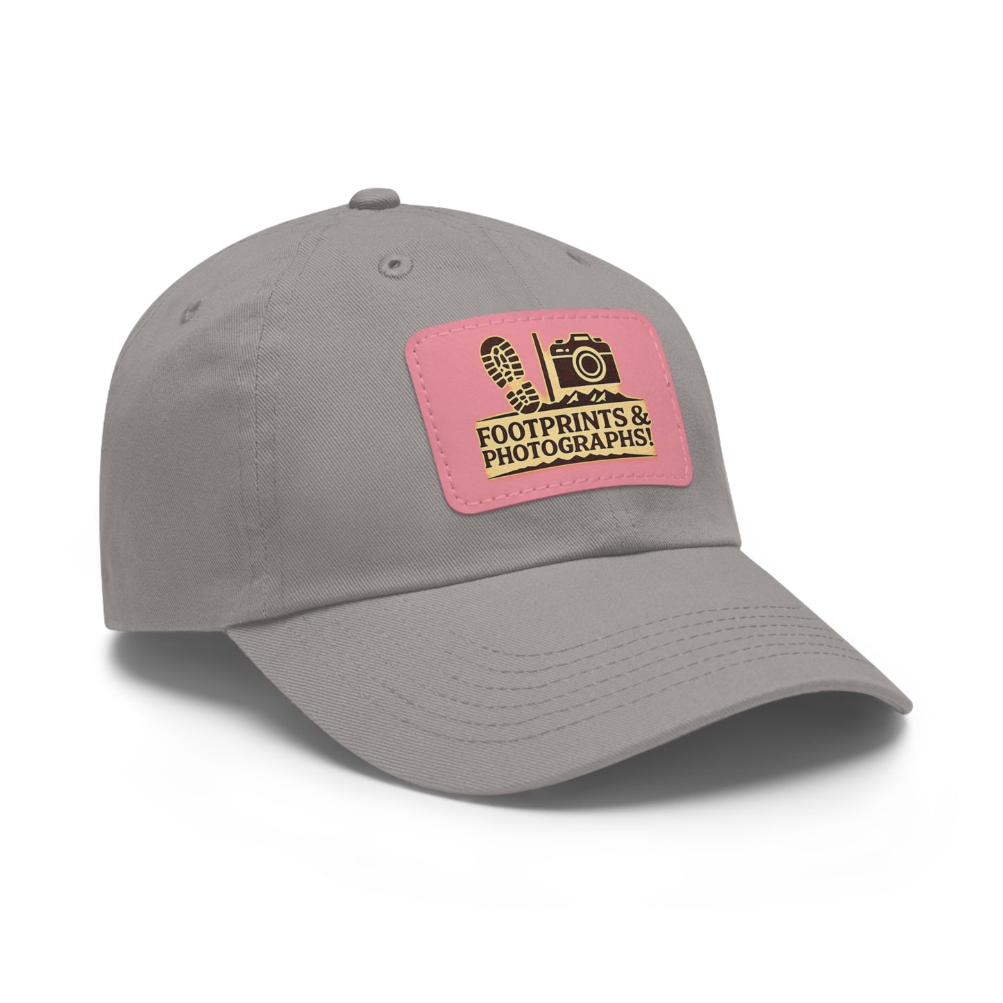 Leather Patch Dad Hat — "Footprints & Photographs" Outdoor Photographer Cap