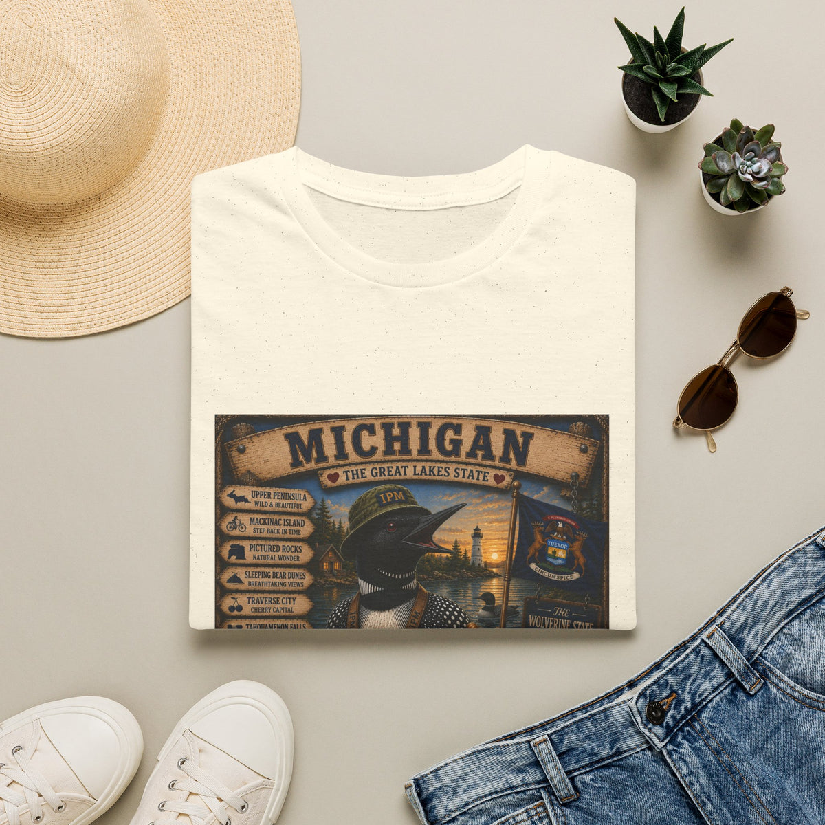 Michigan Vintage Travel T-Shirt — The Great Lakes State Graphic Tee