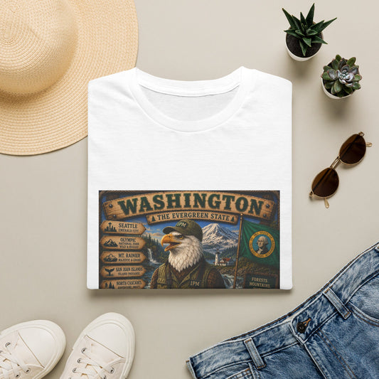 Washington State Eagle Vintage Graphic T-Shirt — The Evergreen State Souvenir