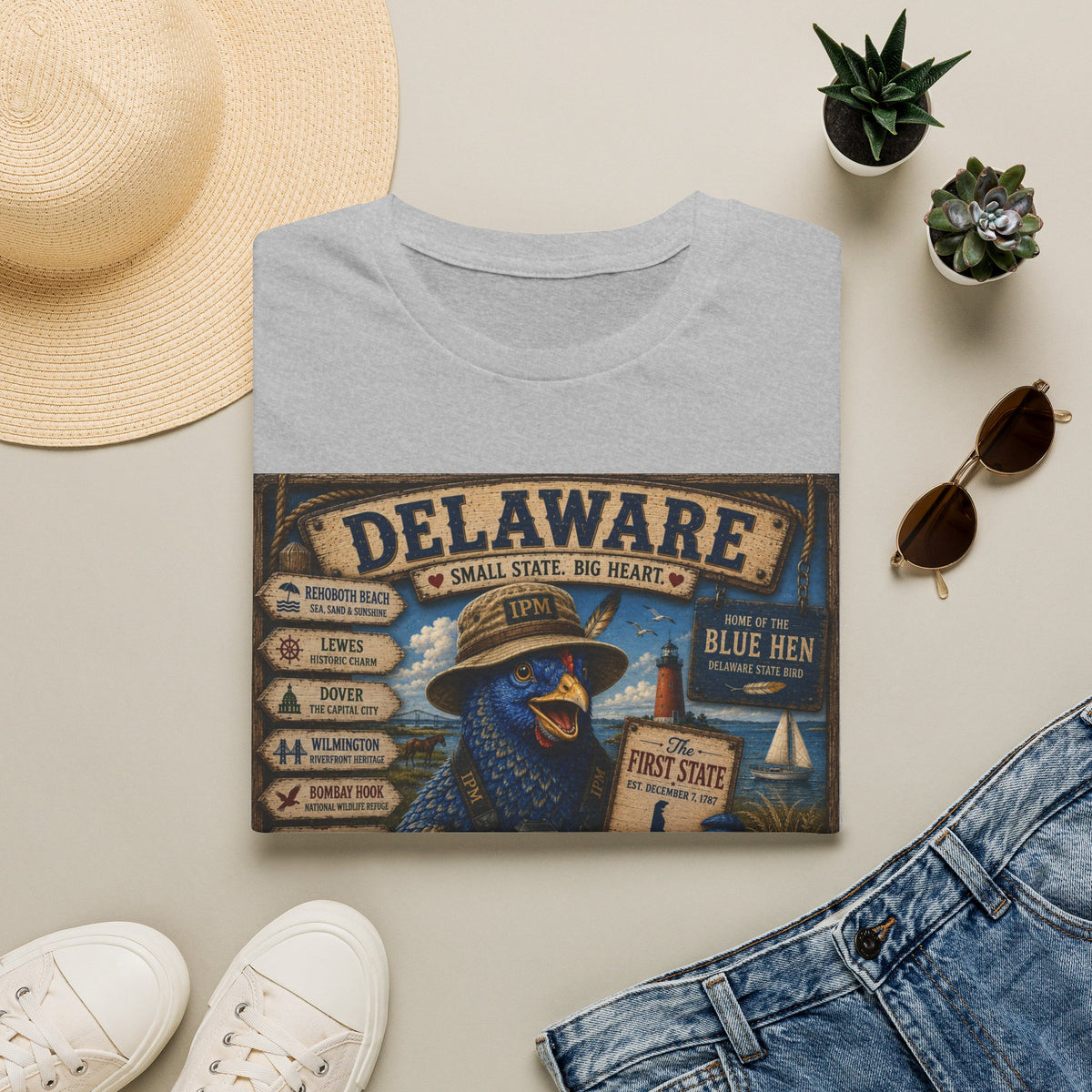 Delaware Blue Hen Vintage State Pride T-Shirt