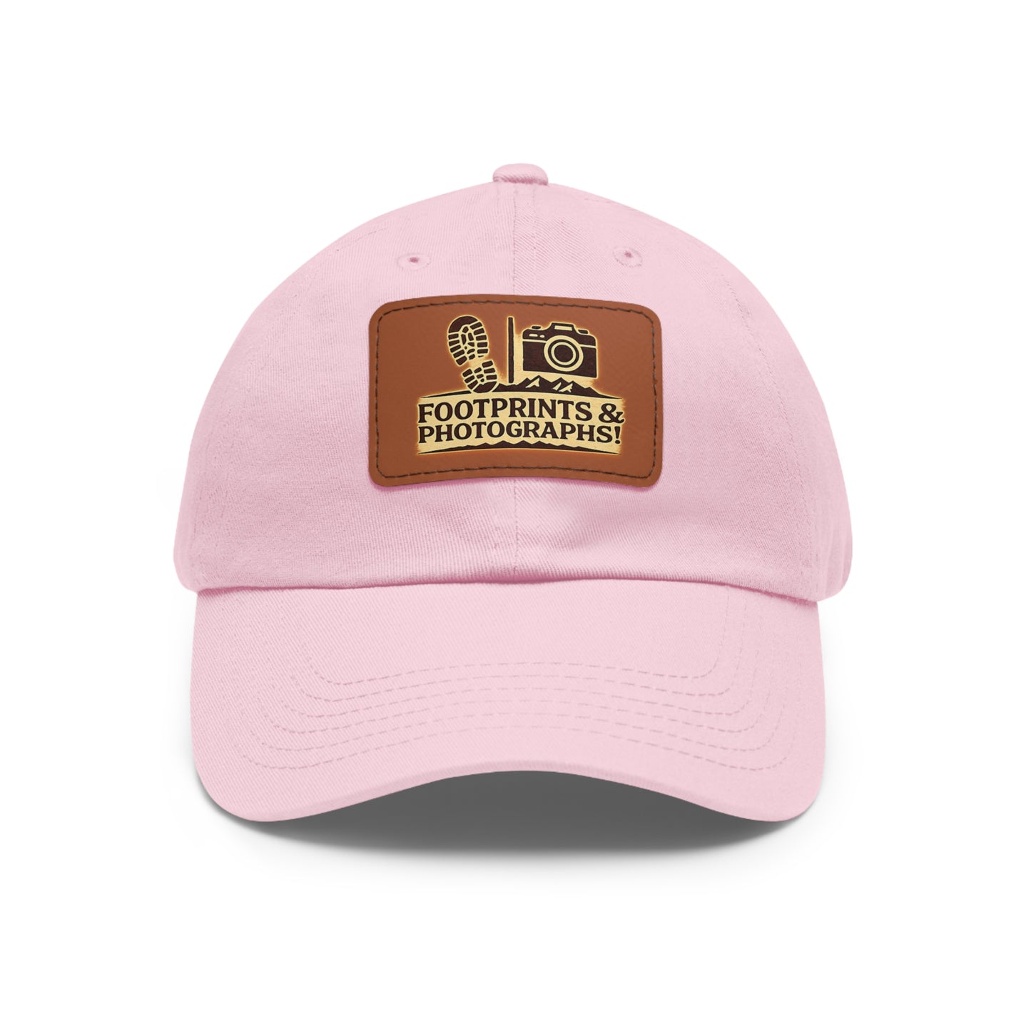 Leather Patch Dad Hat — "Footprints & Photographs" Outdoor Photographer Cap