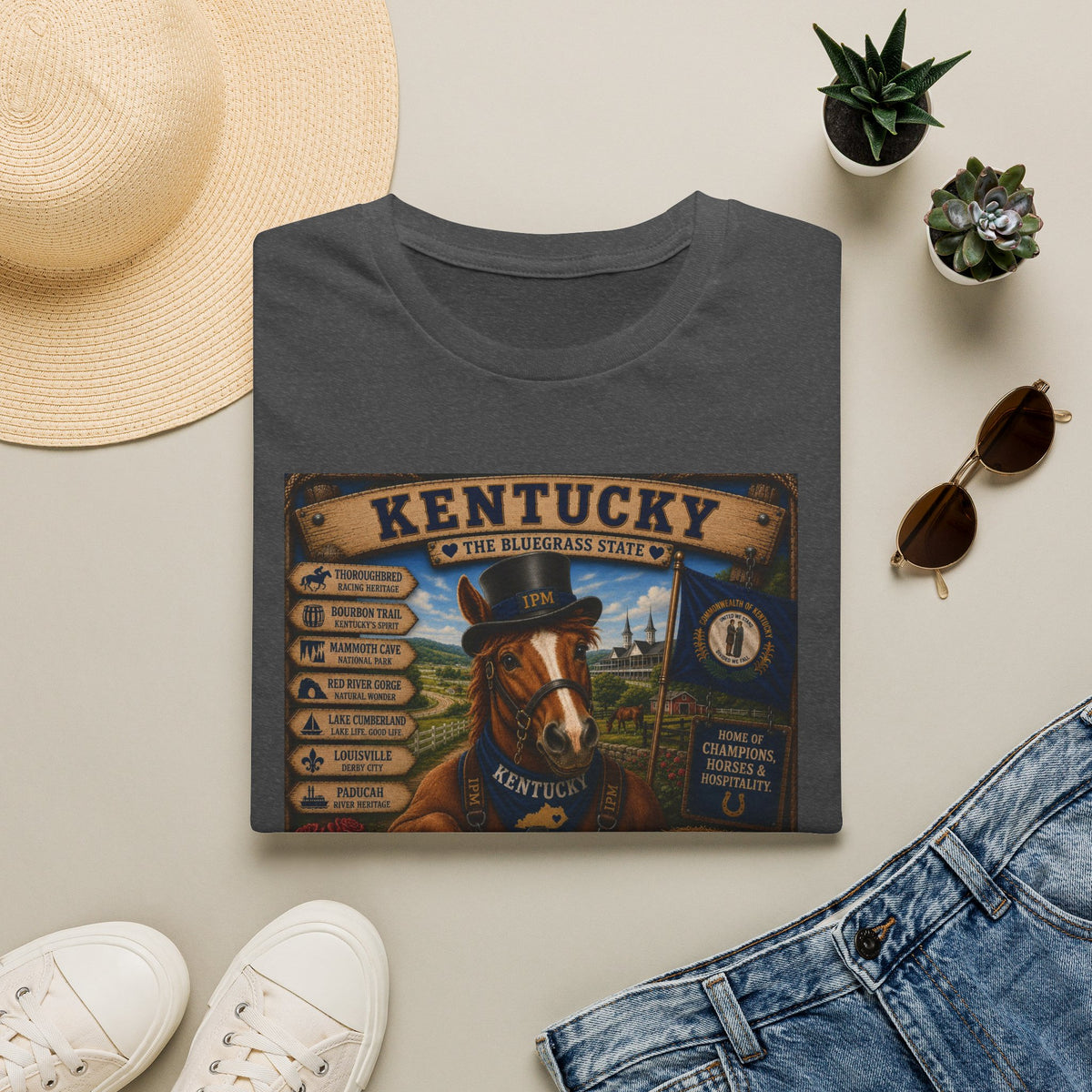 Kentucky Horse State Retro Vintage Graphic T-Shirt