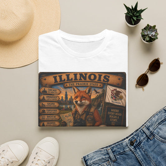 Illinois Vintage Fox Tee — The Prairie State Travel Souvenir T-Shirt