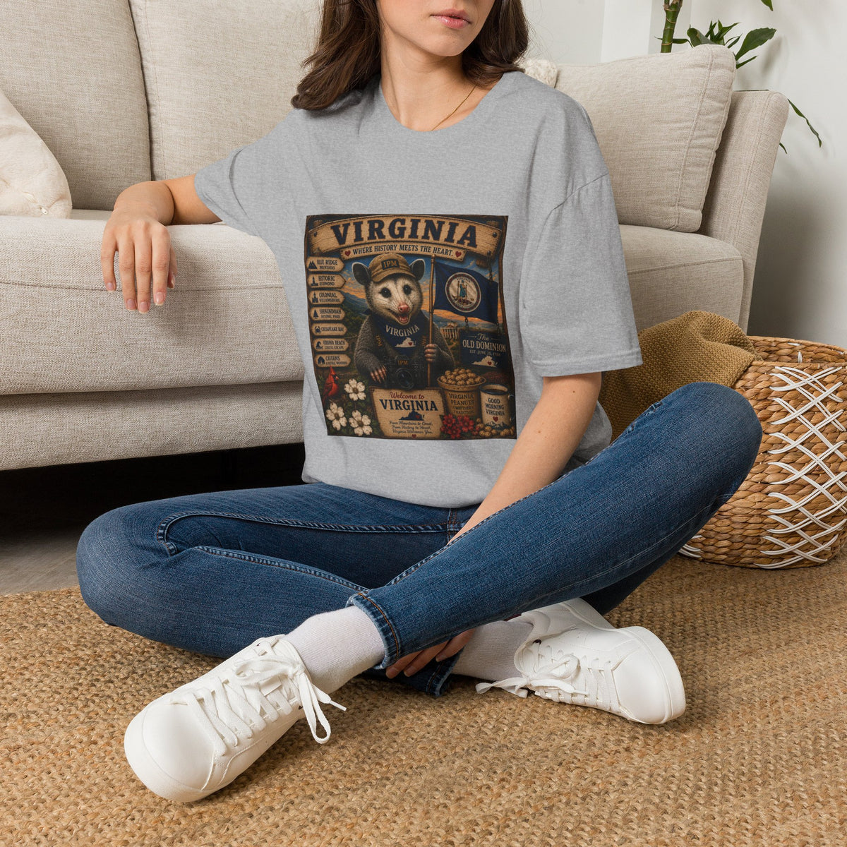Virginia State Vintage Puppy T‑Shirt — Retro Travel Badge Design