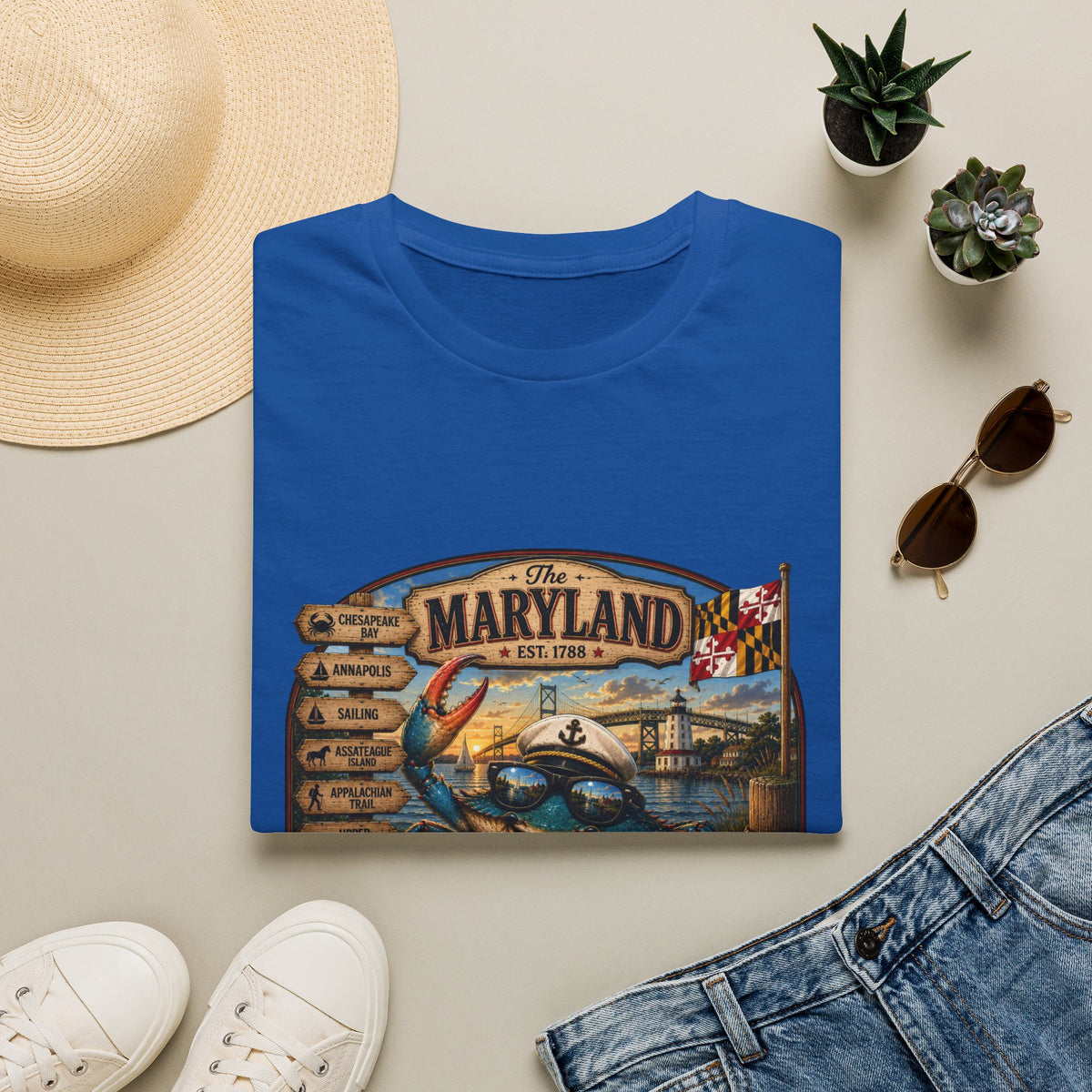 Maryland Vintage Crab T-Shirt – Chesapeake Bay Coastal Travel Tee