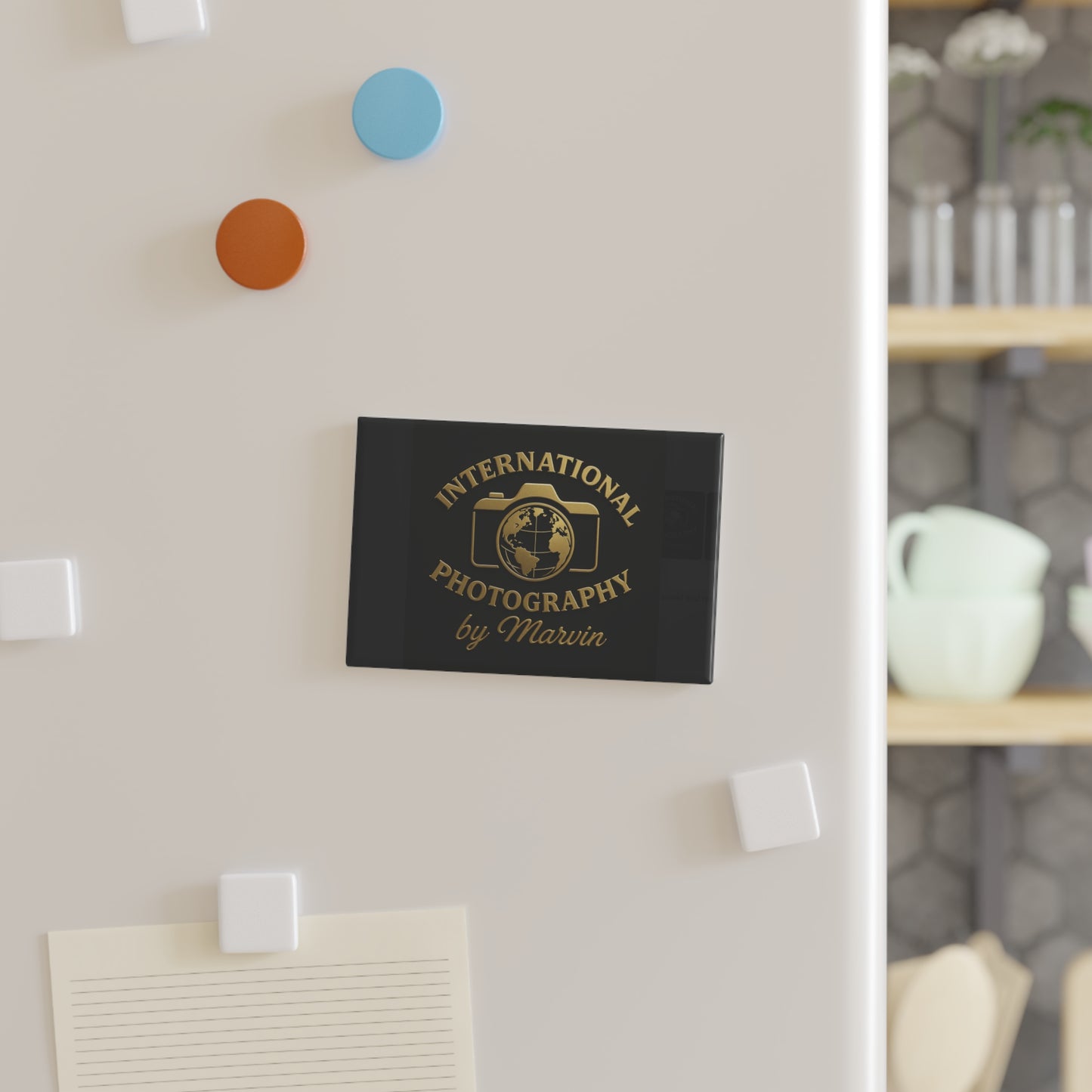 Rectangle Magnet — "International Photography by Marvin" Gold Logo