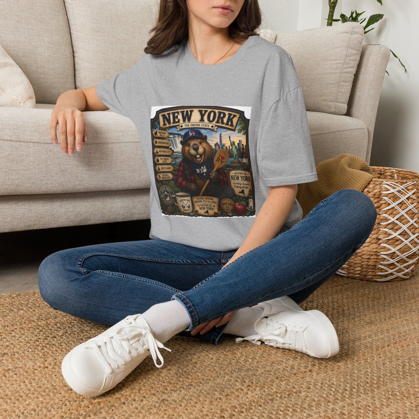 New York Bear Vintage Graphic T-Shirt — NYC Souvenir Cityscape Tee