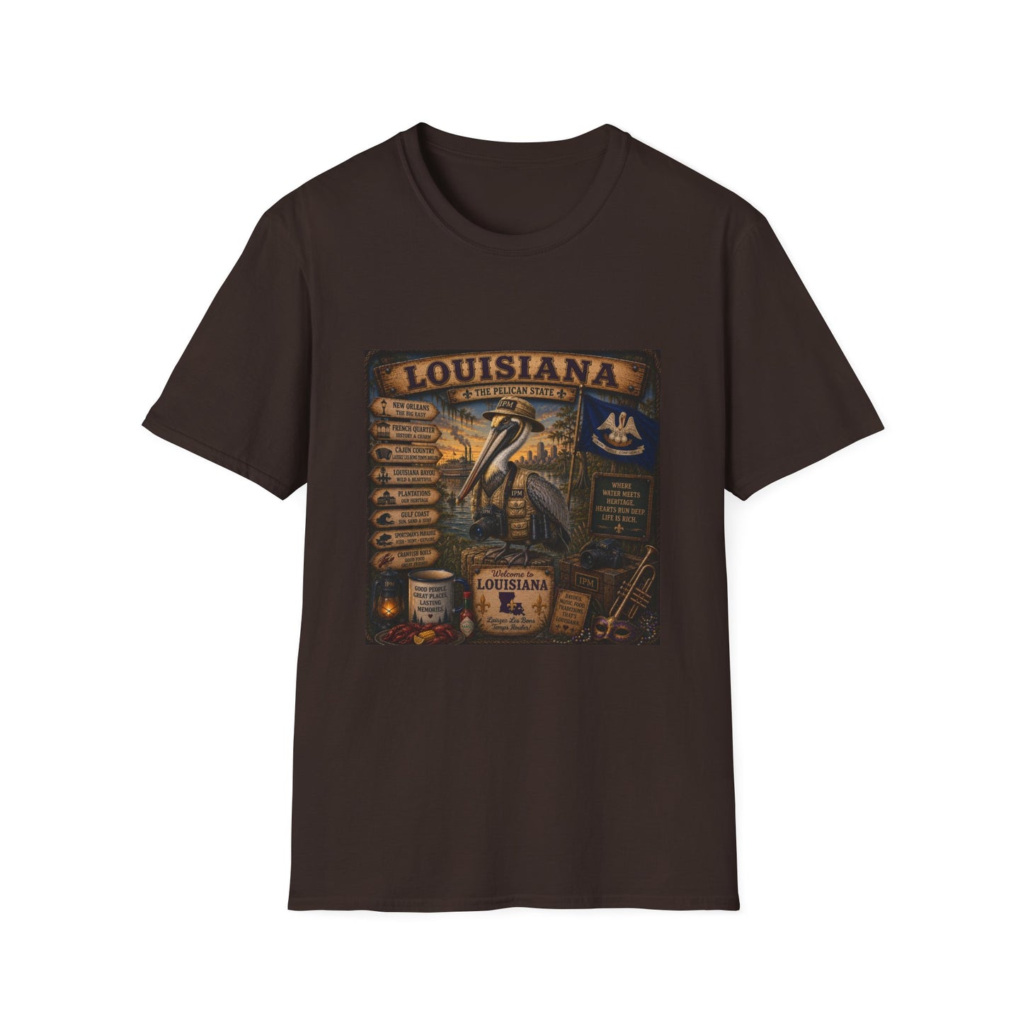 Louisiana Pelican State Vintage Poster T-Shirt — Retro Travel Souvenir