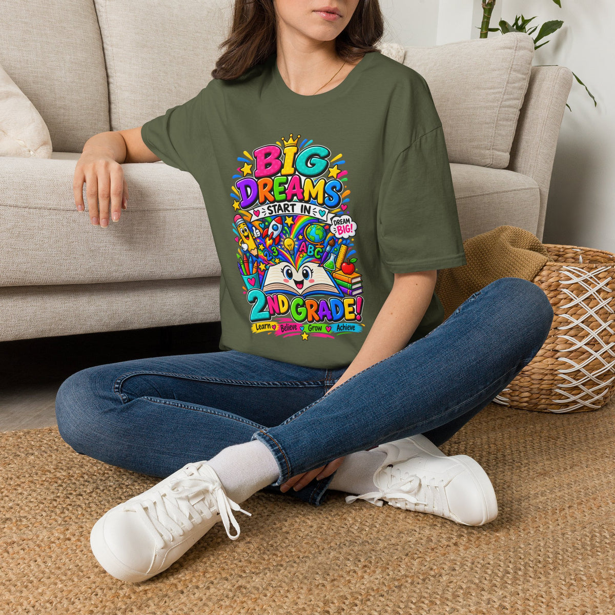 Big Dreams Start In... T-Shirt — Colorful Back-to-School 2nd Grade Tee