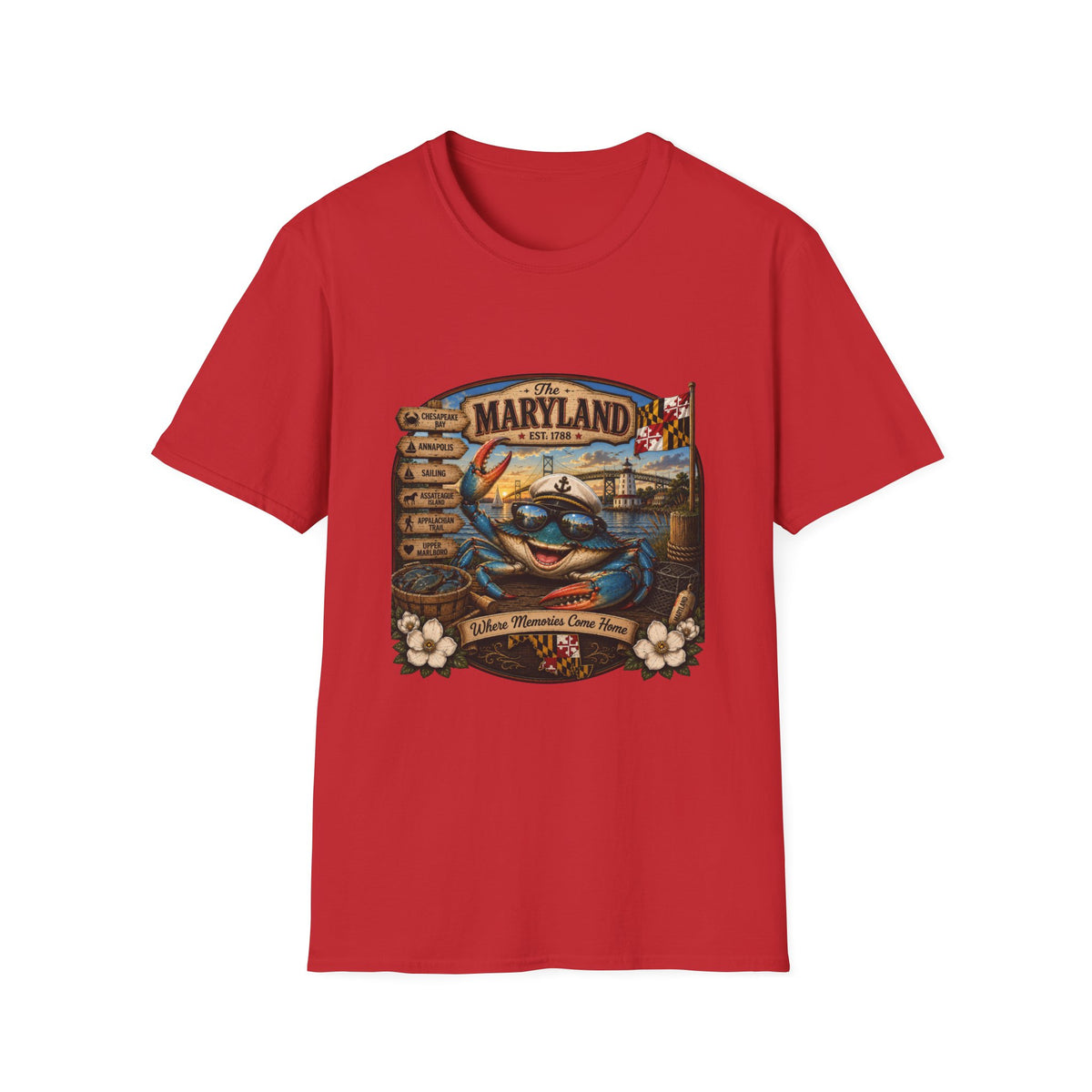 Maryland Vintage Crab T-Shirt – Chesapeake Bay Coastal Travel Tee