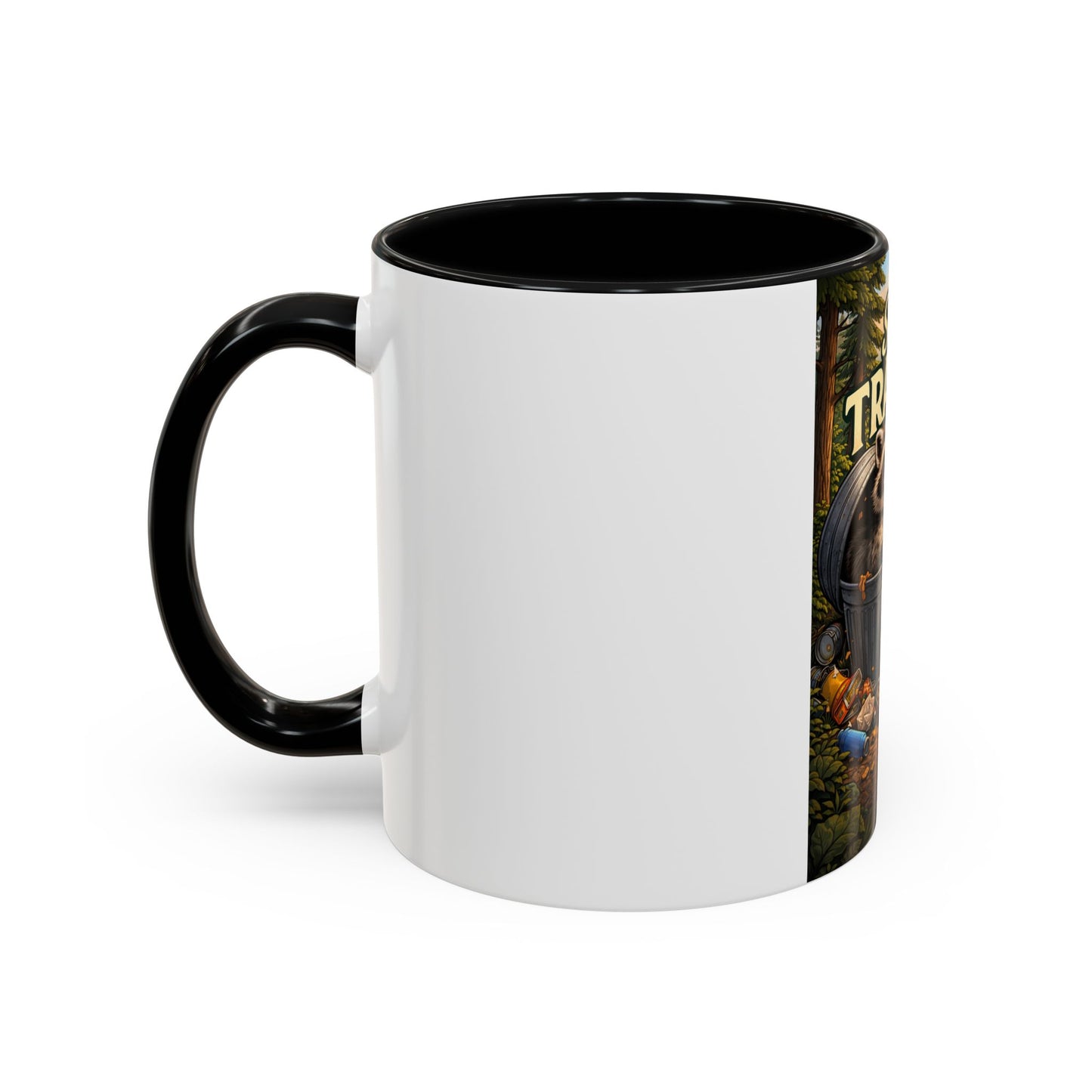 Stay Trashy Coffee Mug — Funny Raccoon Trash Can Design, Novelty Gift for Friends & Family