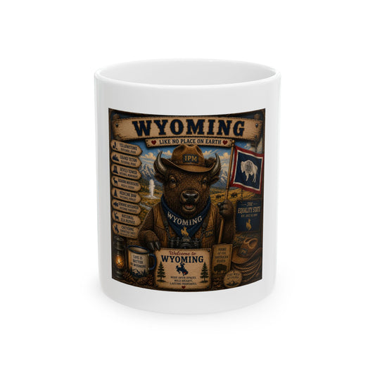 Wyoming Buffalo State Pride Mug — Rustic Travel & Outdoor Coffee Cup (11oz/15oz)