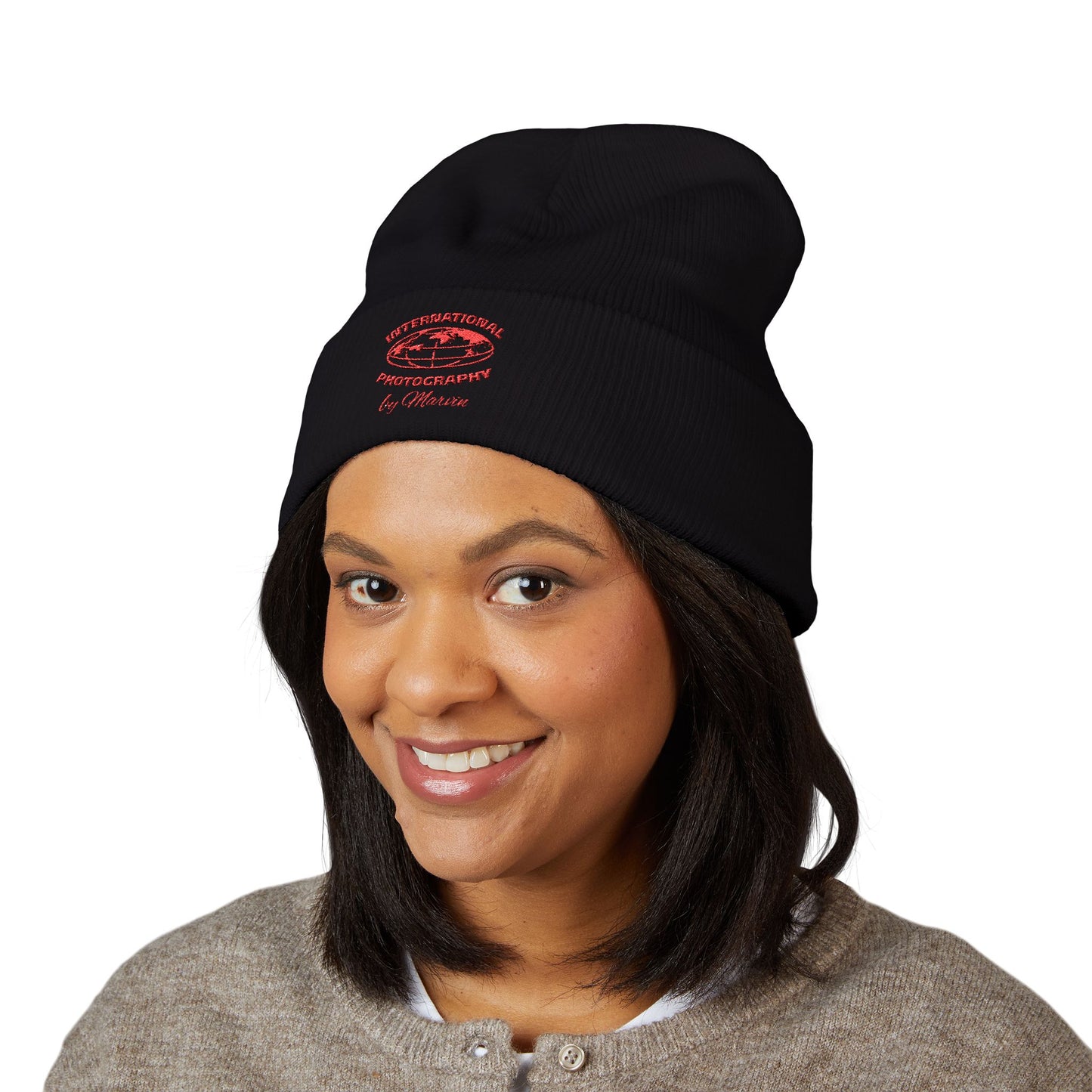 Classic Embroidered Beanie - Cozy Winter Hat, Photography Gift, Trendy Knit Cap, Casual Streetwear, Unisex Apparel, Winter Accessory