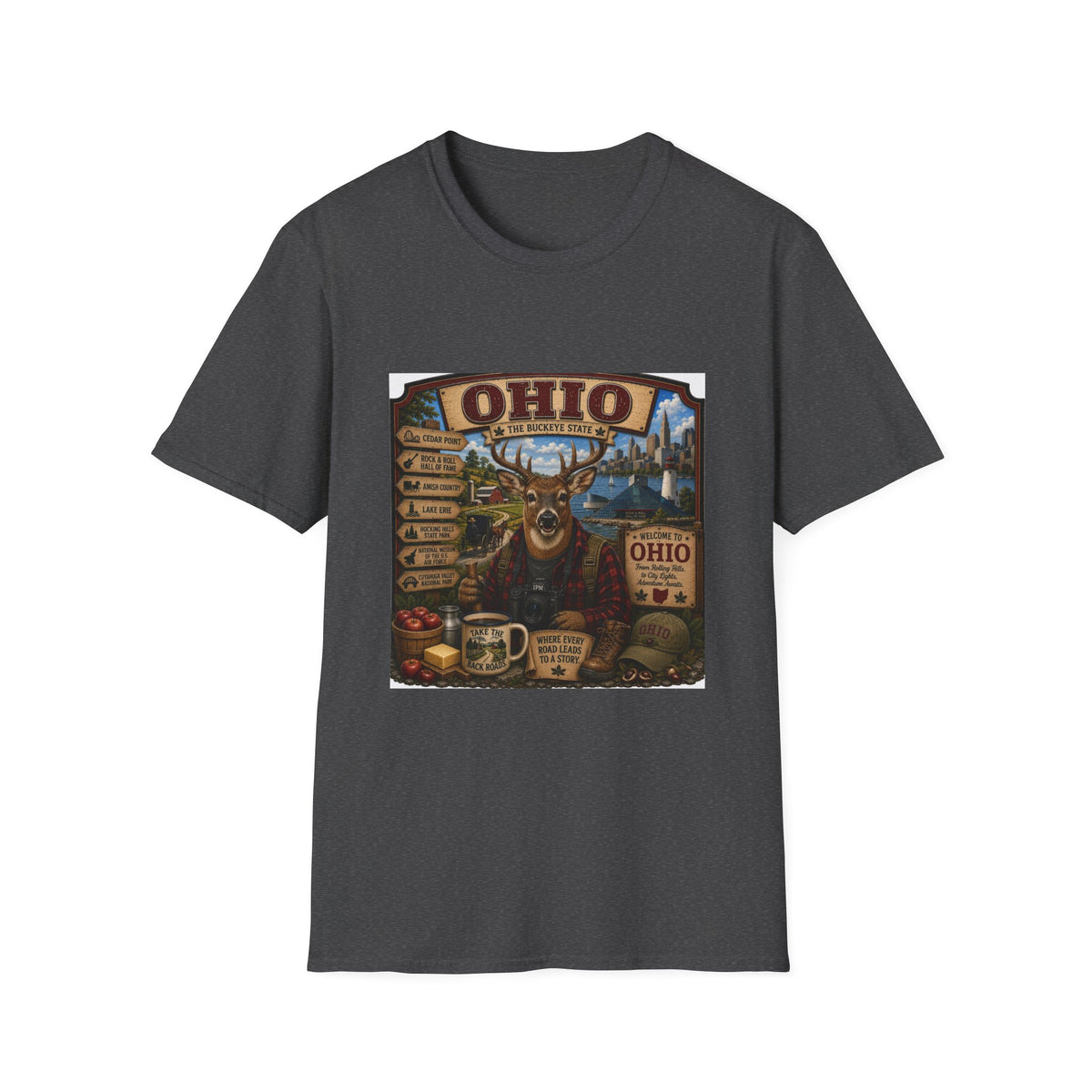 Ohio State Vintage Deer T-Shirt — Buckeye State Travel Graphic Tee