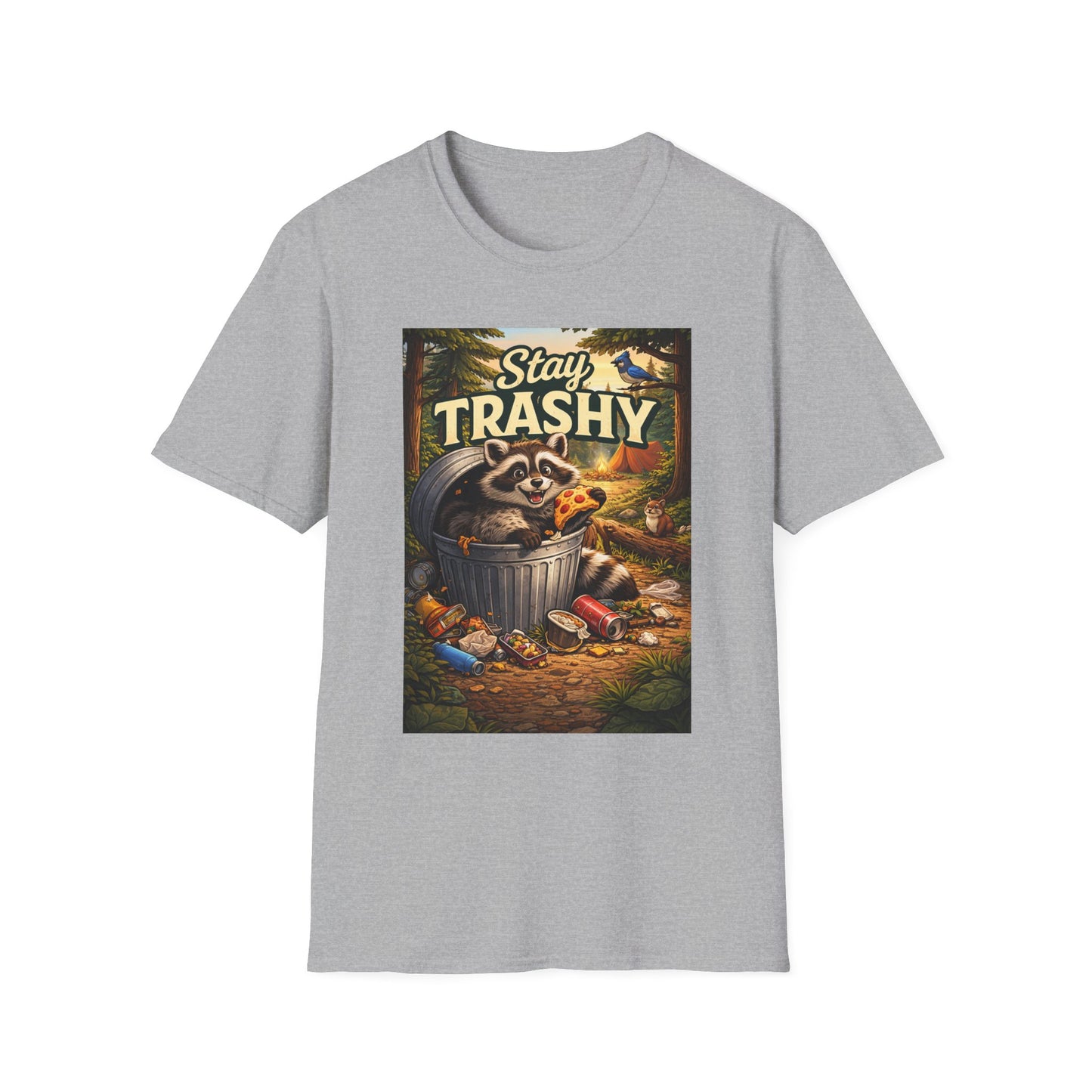 Stay Trashy Raccoon T-Shirt — Funny Garbage Bandit Graphic Tee