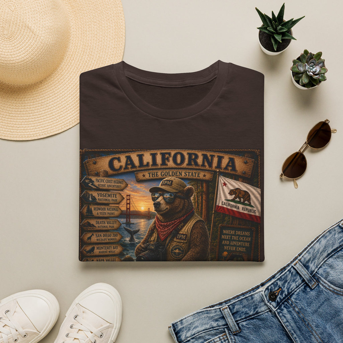 California Golden State Vintage Bear Graphic T-Shirt