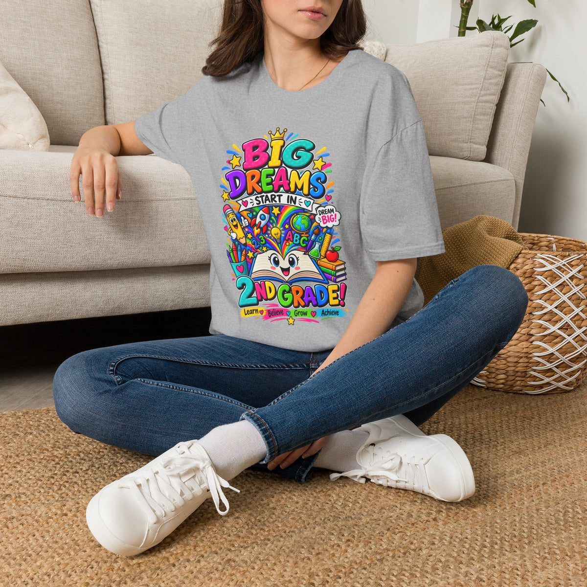 Big Dreams Start In... T-Shirt — Colorful Back-to-School 2nd Grade Tee