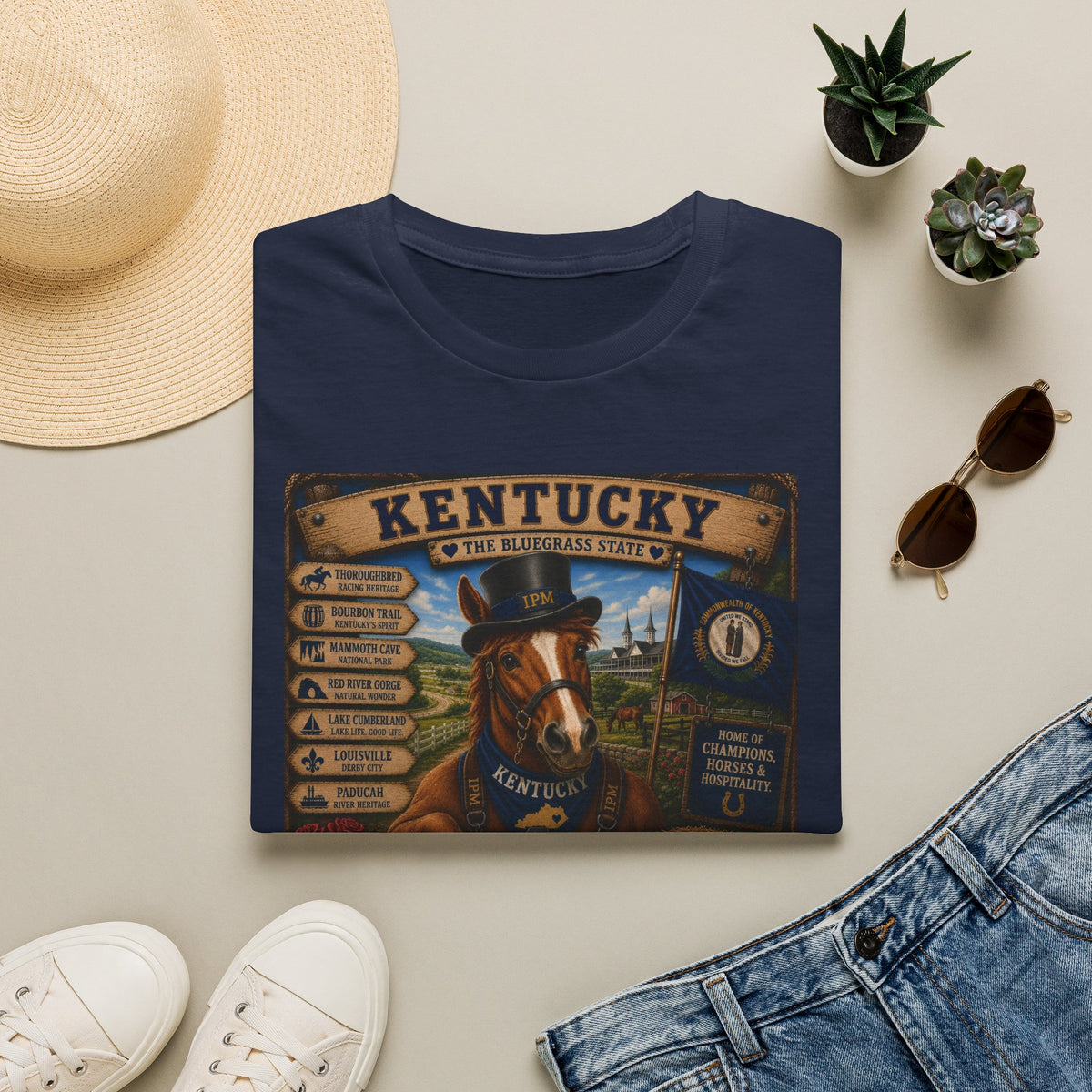 Kentucky Horse State Retro Vintage Graphic T-Shirt